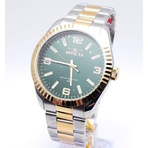 Invicta Specialty 47455 Men's Quartz Watch Two Tone Steel Green Dial 43 mm New